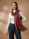 Everday Bamboo Silk Floral Kalamkari Printed Red Stole