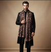 Mir-e-Khas Men's Kashmir-Inspired Jamawar Floral Paisley Vine Black Shawl
