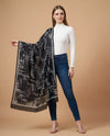 Signature Bamboo Silk Abstract PrintedStole | Modern Geometric Brushstroke Print