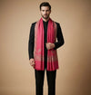 Mir-e-Khas Men's Kashmir-Inspired Kani Paisley & Geometric Border Wool Blend Red Shawl