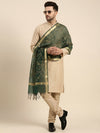 Organza Meena Jaal Mens Dupatta – Green with Gold Woven Design