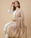 Fendi Women Dupatta – Beige Tone with Lace Border & Latkan