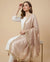 Fendi Women Dupatta – Beige Tone with Lace Border & Latkan