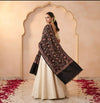 Naqsh-e-Kashmir Inspired Jamawar Floral Paisley Vine Wool Blend Black Shawl