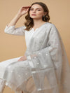 Sheer Silver Tissue Buta Dupatta with Subtle Shine