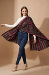 Regal Kani Weave Floral Wool Blend Black Stole | Kashmiri Inspired