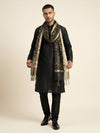 Organza Meena Jaal Mens Dupatta – Black with Gold Woven Design