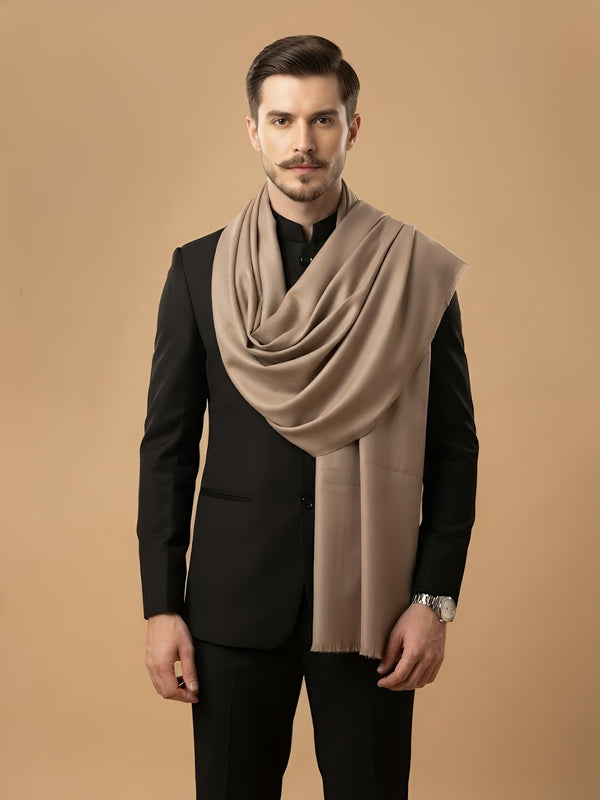 Timeless Mens Micro Wool Solid Timeless Beige Stole | Soft Everyday Wrap