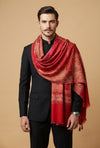 Noble Mens Patchwork Kani Jacquard Woven Red Stole