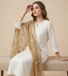 Gold Organza Dupatta with Mirror Flower Embroidery & Cutwork Border