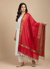Red Woven Ethnic Motif Dupatta | Elegant Traditional Drape