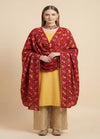 Luxe Phulkari Chinon Maroon Dupatta with Mirror Detailing