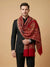 Noble Kani Weave Mughal Architecture & Floral Garden Wool Blend Red Stole