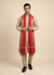 Banarasi Silk Mens Dupatta – Red with Zari Buta & Border Work