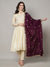Wine Chiffon Dupatta with Gold Motif Embellishment & Scalloped Border (Size: 2.5x1 m Approx)