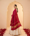 Luxurious Gajji Silk Red Dupatta with Bandhani Dots & Zari Border