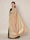 Beige Woolen Women Shawl with Gold Border – 80x40 Inches