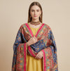 Chinon Floral Mirror Work Women Multicolor Dupatta with Designer Printed Panels & Lace Border