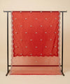 Designer Twill Net Women Red Dupatta with 2 Side Scalloped Border & Buti Embellishment