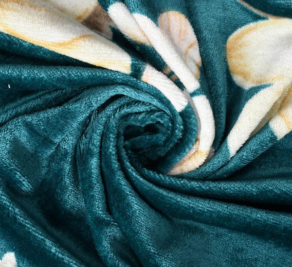 Premium Winter Flannel Bedsheet | 300 GSM | Teal Floral Design | 90×100 inches Bedsheet My Store