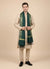 Banarasi Silk Mens Dupatta – Green with Zari Buta & Border Work