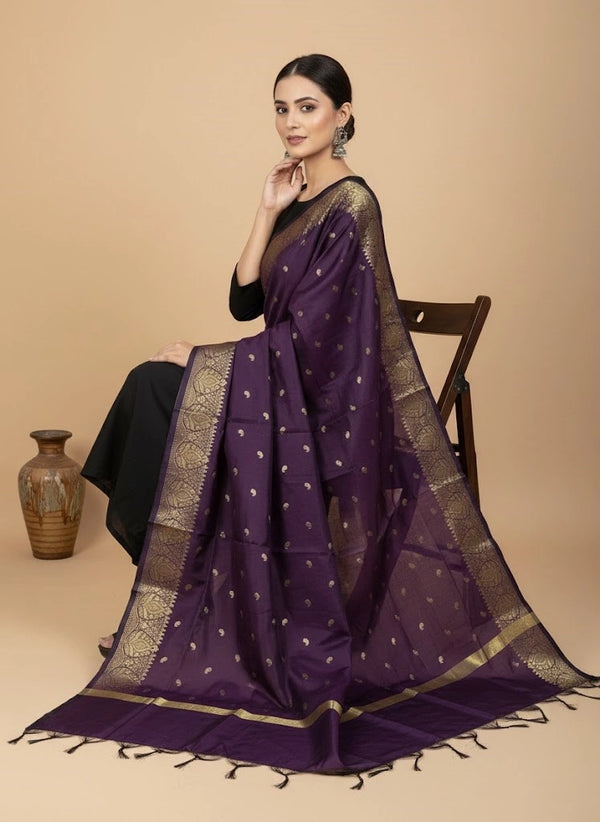 Purple Woven Ethnic Motif Dupatta | Elegant Traditional Drape