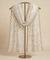 Designer Twill Net Women White Dupatta with 2 Side Scalloped Border & Buti Embellishment