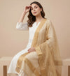 Gold Organza Dupatta with Golden Beads Work & Tassel Border