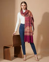 Regal Multicolor Patchwork Kani Jacquard Woven Wool Blend Maroon Stole
