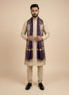 Banarasi Silk Mens Dupatta – Purple with Zari Buta & Border Work