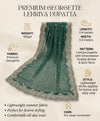 Georgette Leheriya Women Green Dupatta with Embroidered Scallop Border & Butti Work