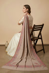 Naqsh-e-Kashmir Inspired Kani Paisley & Geometric Border Wool Blend Brown Shawl