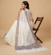 Naqsh-e-Kashmir Woven Kani Jacquard Border White Shawl | Wool Blend