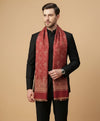 Timeless Mens Wool Blend All-Over Zari Jacquard Floral Trellis Red Stole