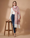 Regal Floral & Paisley Kani Weave Wool Blend White Stole
