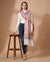 Regal Floral & Paisley Kani Weave Wool Blend White Stole