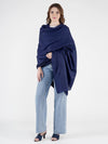 Solid Blue Fine Wool Women Shawl – Soft Winter Wrap (80 x 40 Inches)