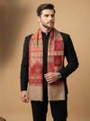 Noble Mens Patchwork Kani Jacquard Woven Beige Stole