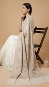 Naqsh-e-Kashmir Sozni Jaal Embroidered Beige Shawl | Traditional Kashmiri Wool Blend