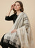 White Organza Dupatta with Gota Patti Work & Tassel Border