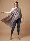 Regal Kani Woven Paisley Border Wool Blend Grey Stole | Kashmiri Inspired