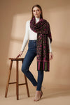 Regal Kani Weave Floral Wool Blend Black Stole | Kashmiri Inspired