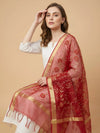 Red Organza Meena Jaal Dupatta | Elegant Sheer Festive Drape