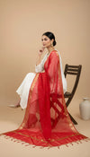 Red Lightweight Cotton Silk Dotted Dupatta | Elegant Everyday Ethnic Drape