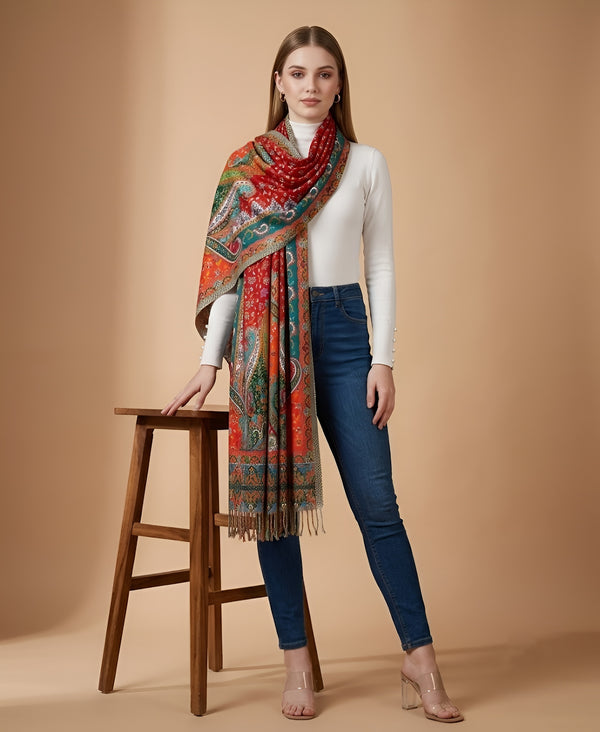 Signature Bamboo Silk Paisley PrintedStole | Heritage Floral & Ornamental Print