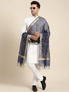 Organza Meena Jaal Mens Dupatta – Blue with Gold Woven Design