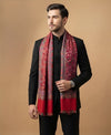 Reserve Mens All-Over Kalamkari Floral Print Bamboo Silk Red Stole