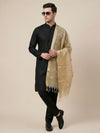 Organza Meena Jaal Mens Dupatta – Yellow with Gold Woven Design