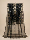 Net Black Dupatta with Twill Zari Sequin Wave Work