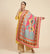 Chinon Floral Mirror Work Women Multicolor Dupatta with Designer Printed Panels & Lace Border